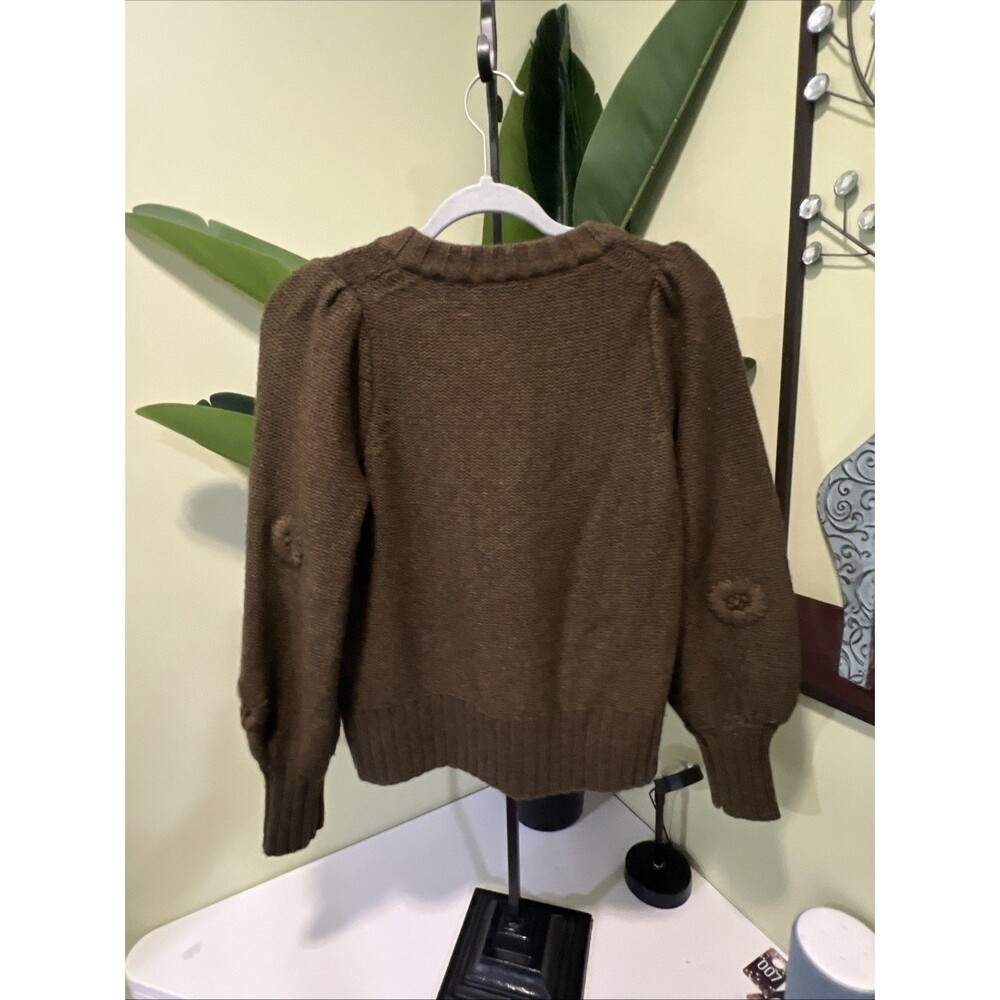 NWT $118 Madewell Embroidered Edencroft Pleat-Sleeve Cardigan Tonal 3D Flower XS - Picture 7 of 7